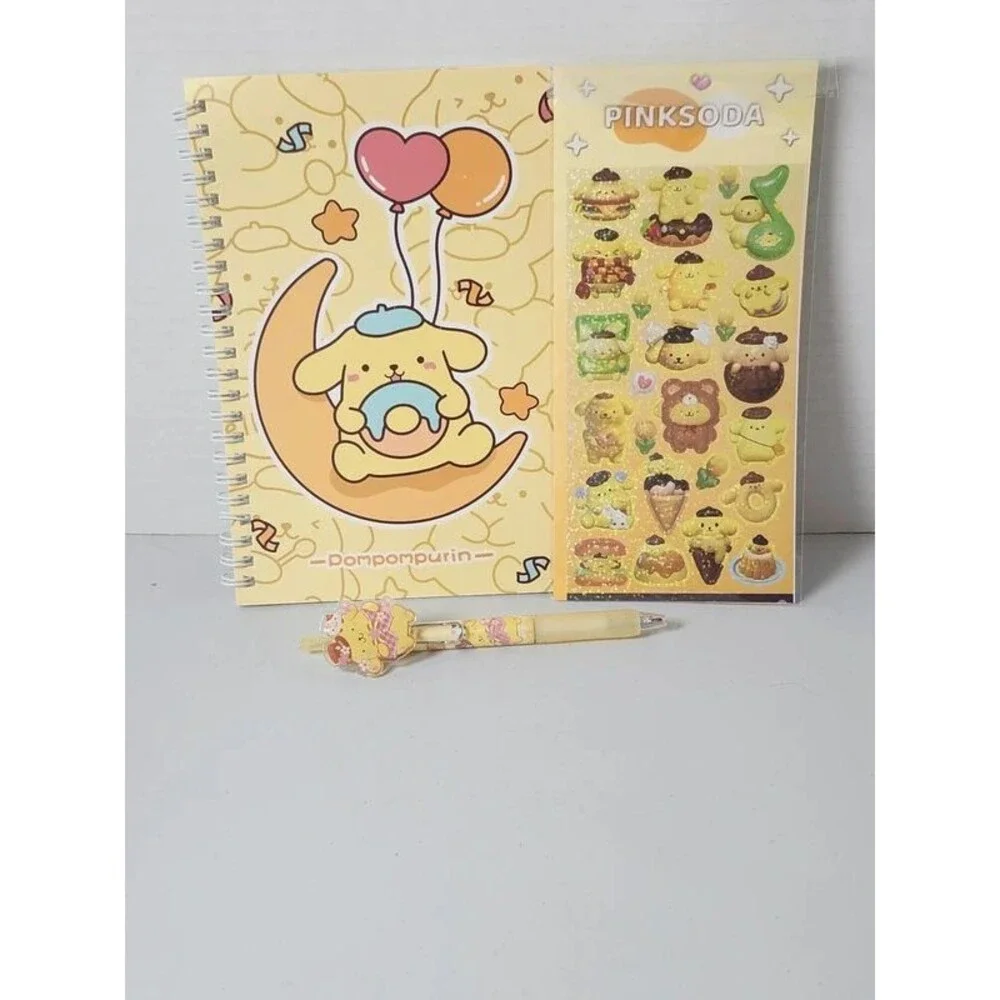 Pompompurin bundle stickers,pen,and note book